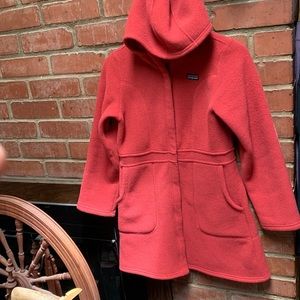 Patagonia red fleece hooded coat